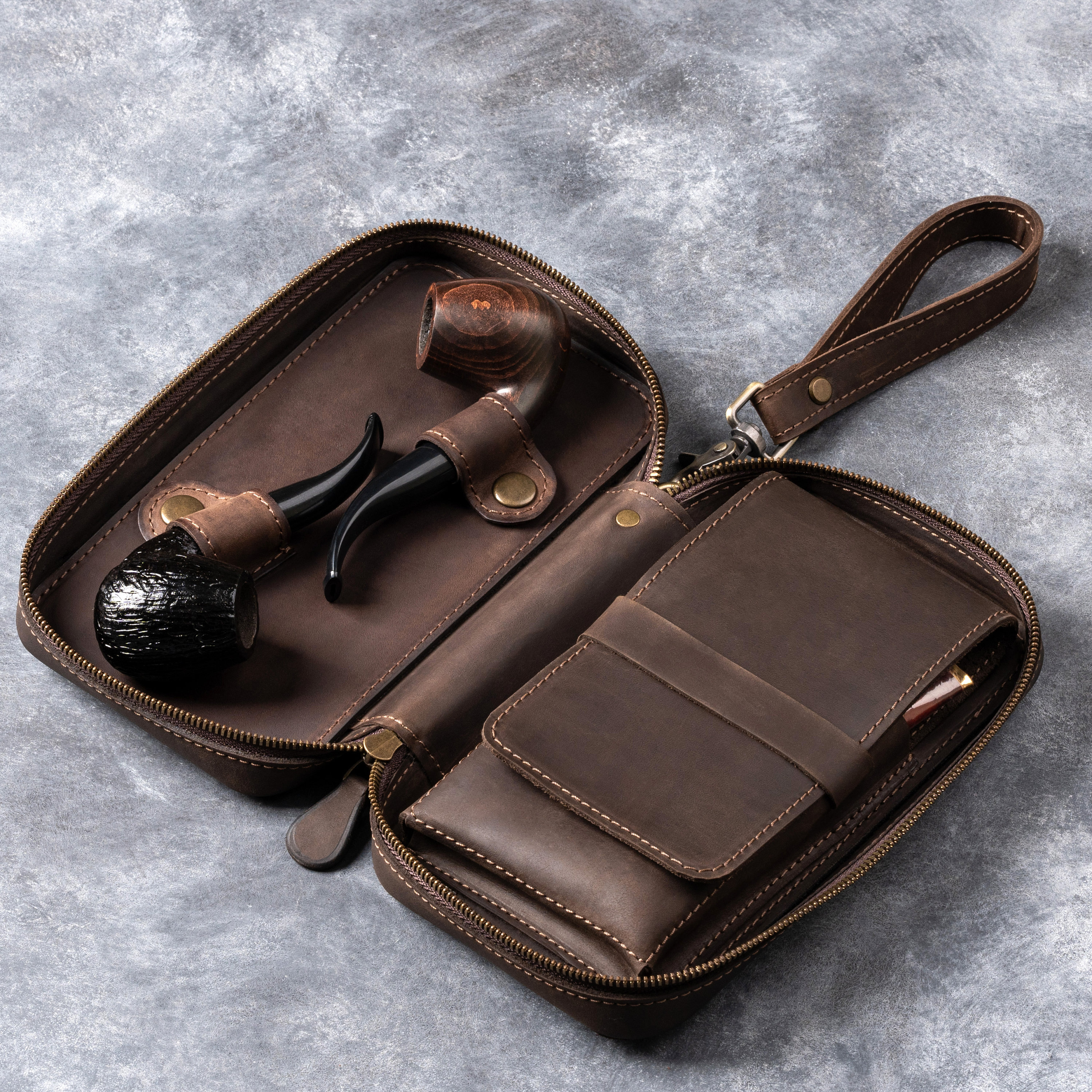 pipe tobacco travel case Leather Pipe Case, Pipes for Tobacco Bag, Travel Tobacco Pouch for Smoking  Set, Smokers Gift, Leather Tobacco Pouch for Pipes