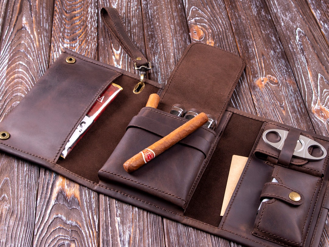 Custom Cigar Leather Roll, Cigar Pouch, Leather Cigars Case