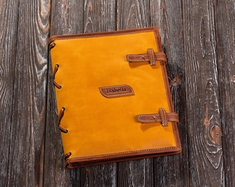Handmade Leather Sketchbook Cover A4, Leather Artist Sketch Pad Cover, Drawing Sketchbook and Pencils, Refillable Sketchbook,Christmas Gifts