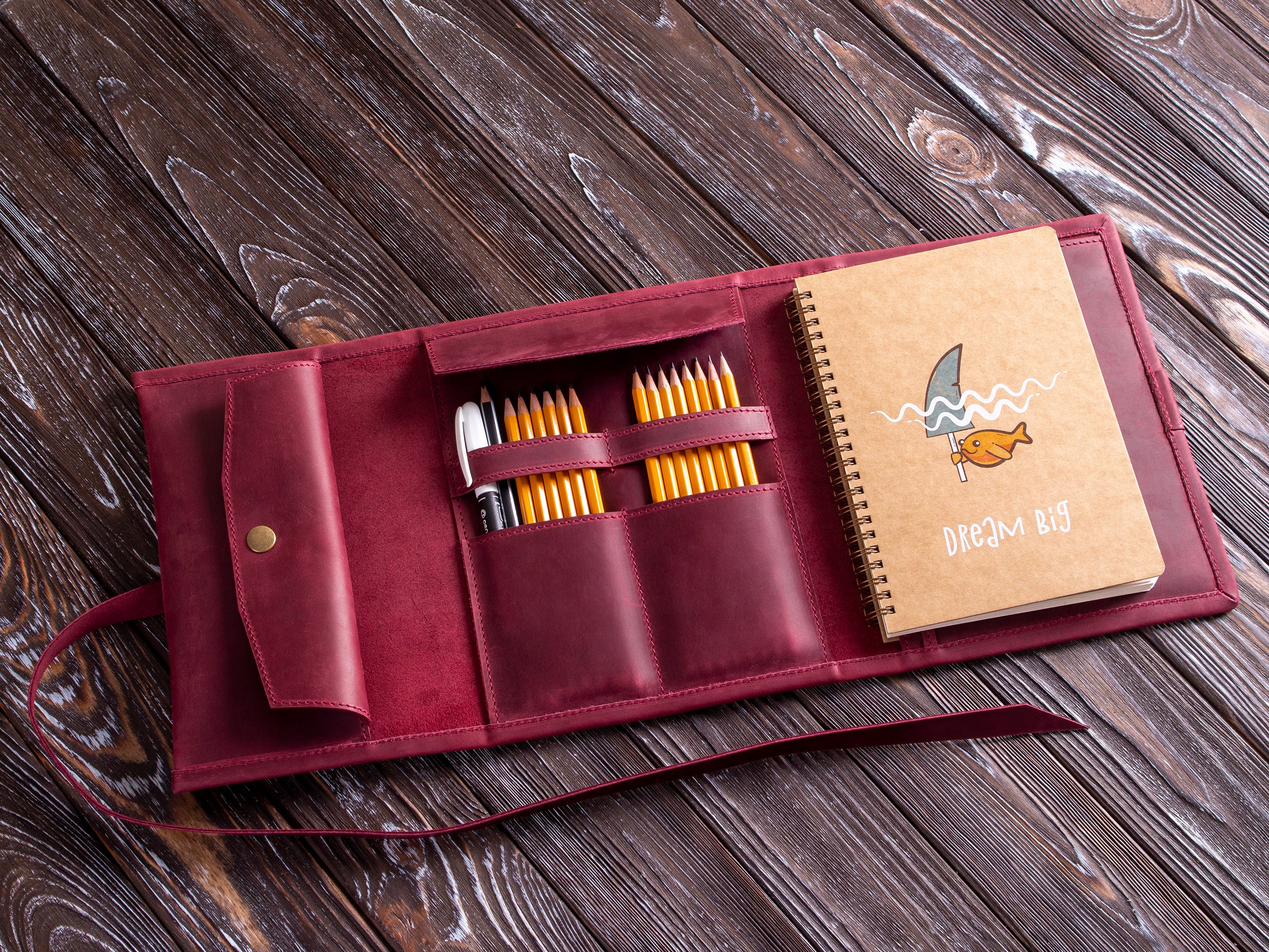Leather Sketchbook Cover, Vertical and Horizontal Sketch