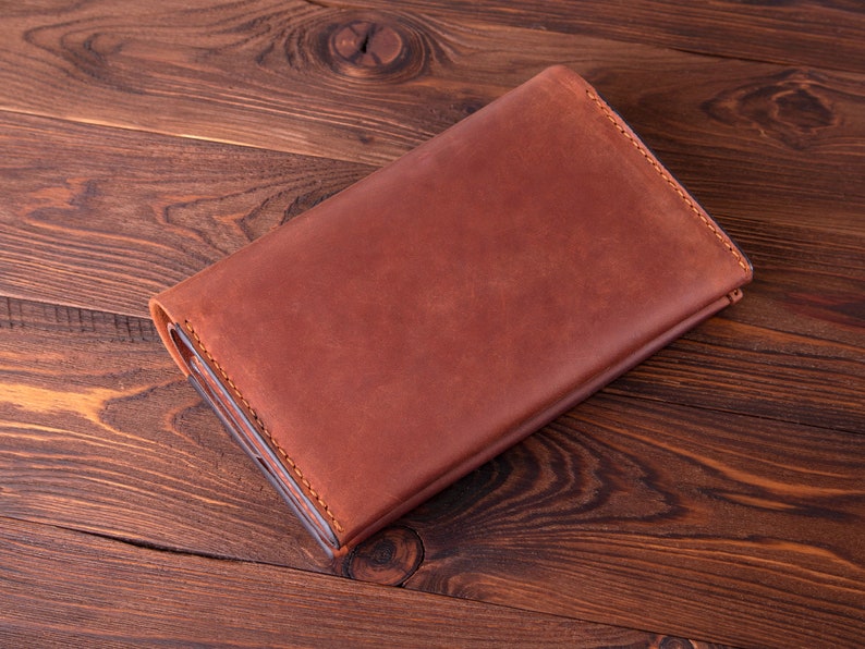 Travel Case Personalized Leather Wallet Leather Travel Wallet Leather Passport Holder Christmas Gifts Travel Gift Leather Long Wallet Cognac