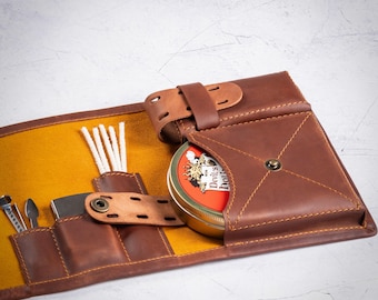 Étui à pipe à tabac en cuir, rouleau de pipe à tabac en cuir, kit de pipe à tabac, étui à pipe à tabac, cadeaux de garçons d'honneur, cadeaux pour fumeurs