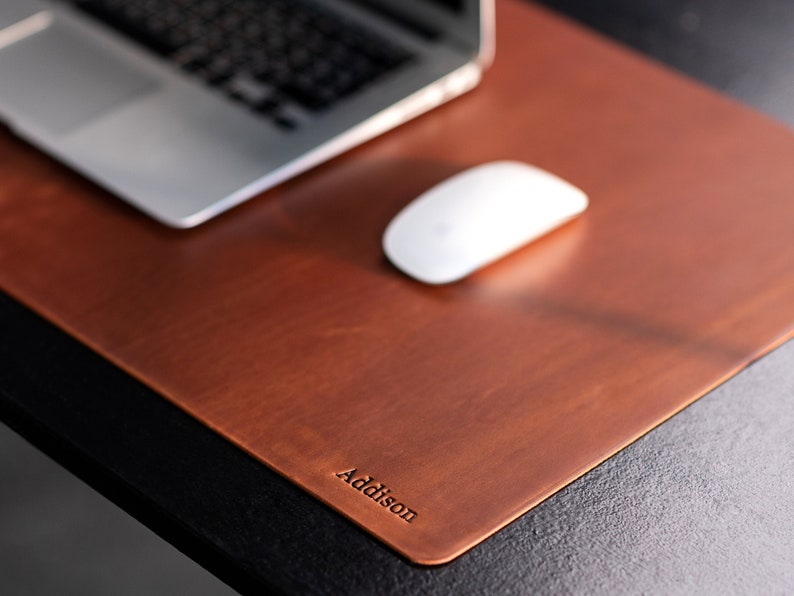 Leather Desk Mat, Large Mouse Pad Birthday Gifts For Husband Desk Blotter Large Leather Mousepad Brown Leather Laptop Mat Dark Copper