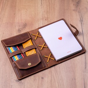 Couverture de cahier en cuir personnalisée, cadeaux de Noël, carnet de croquis personnalisé par nom, carnet de croquis pour le dessin, fournitures artistiques, bloc-notes