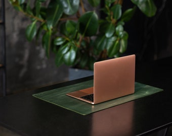 Tappetino da scrivania in pelle personalizzato, tappetino da scrivania fatto a mano, grande tappetino per mouse, organizer per ufficio