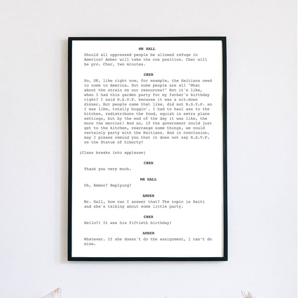 Movie Script Print Etsy