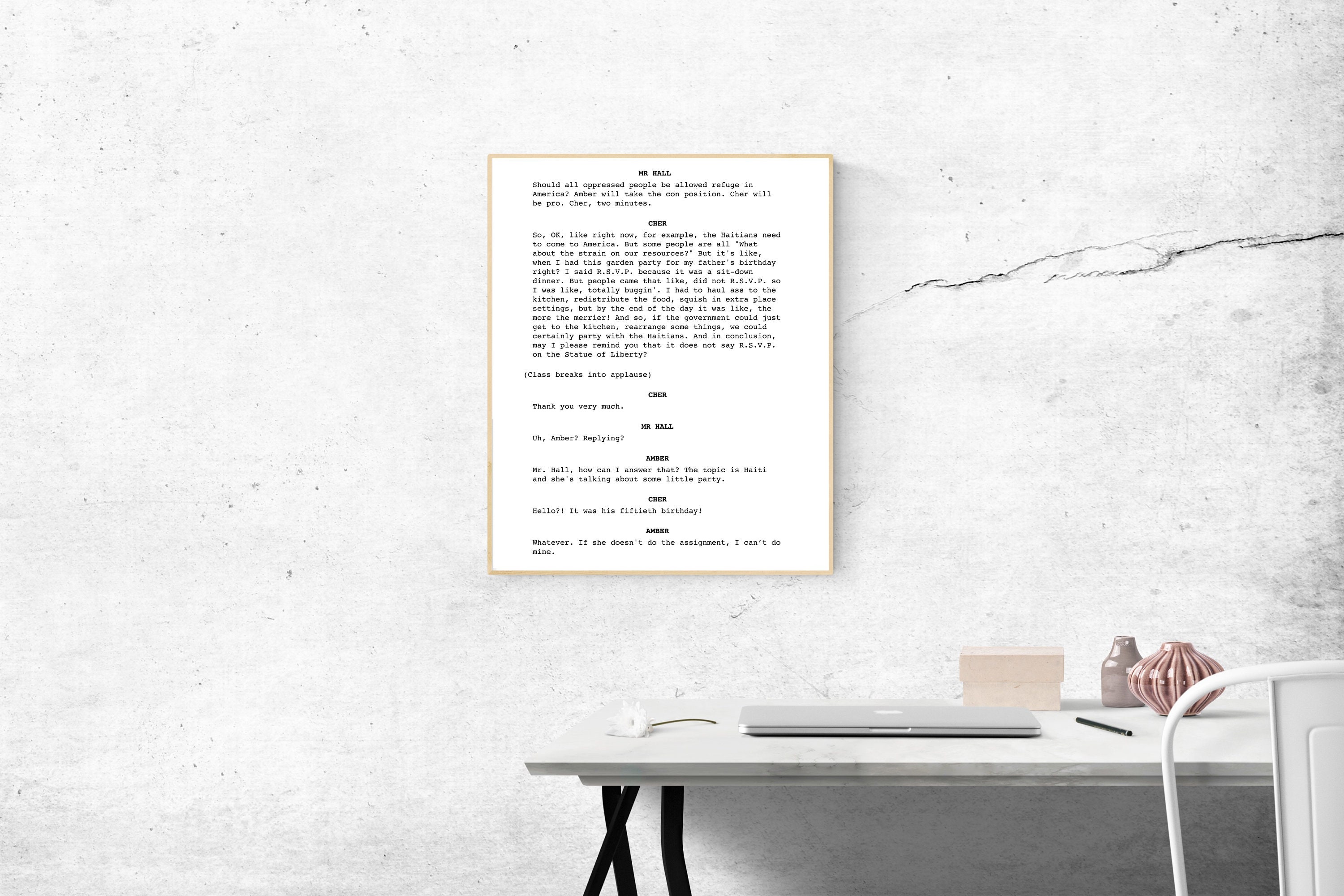 Clueless Quote Screenplay Wall Art Movie Script Wall Art Etsy UK