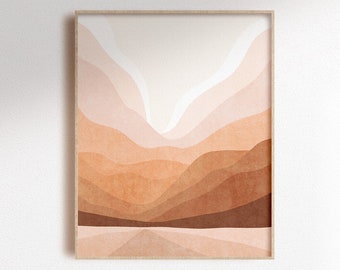 Ombre Abstract mountain landscape print, boho printable wall art