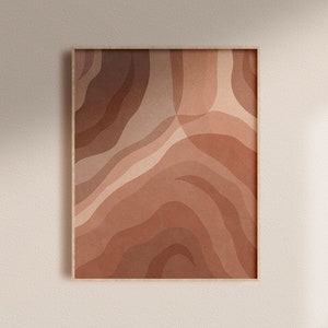 Burnt orange abstract Agate lines digital art print, earth tone printable wall art