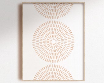 Abstract circles pattern print, Pink geometric shapes poster, simple printable wall art