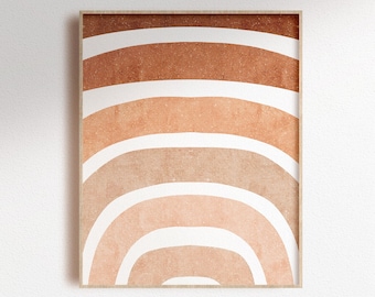 Impression lignes arc-en-ciel en terre cuite : oeuvre d'art murale bohème pour chambre d'enfant (téléchargement numérique)
