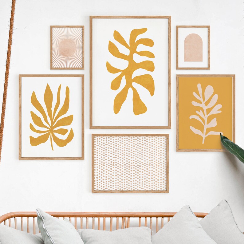 Mustard Yellow Abstract Floral Digital Print, Matisse Inspired Wall Art ...