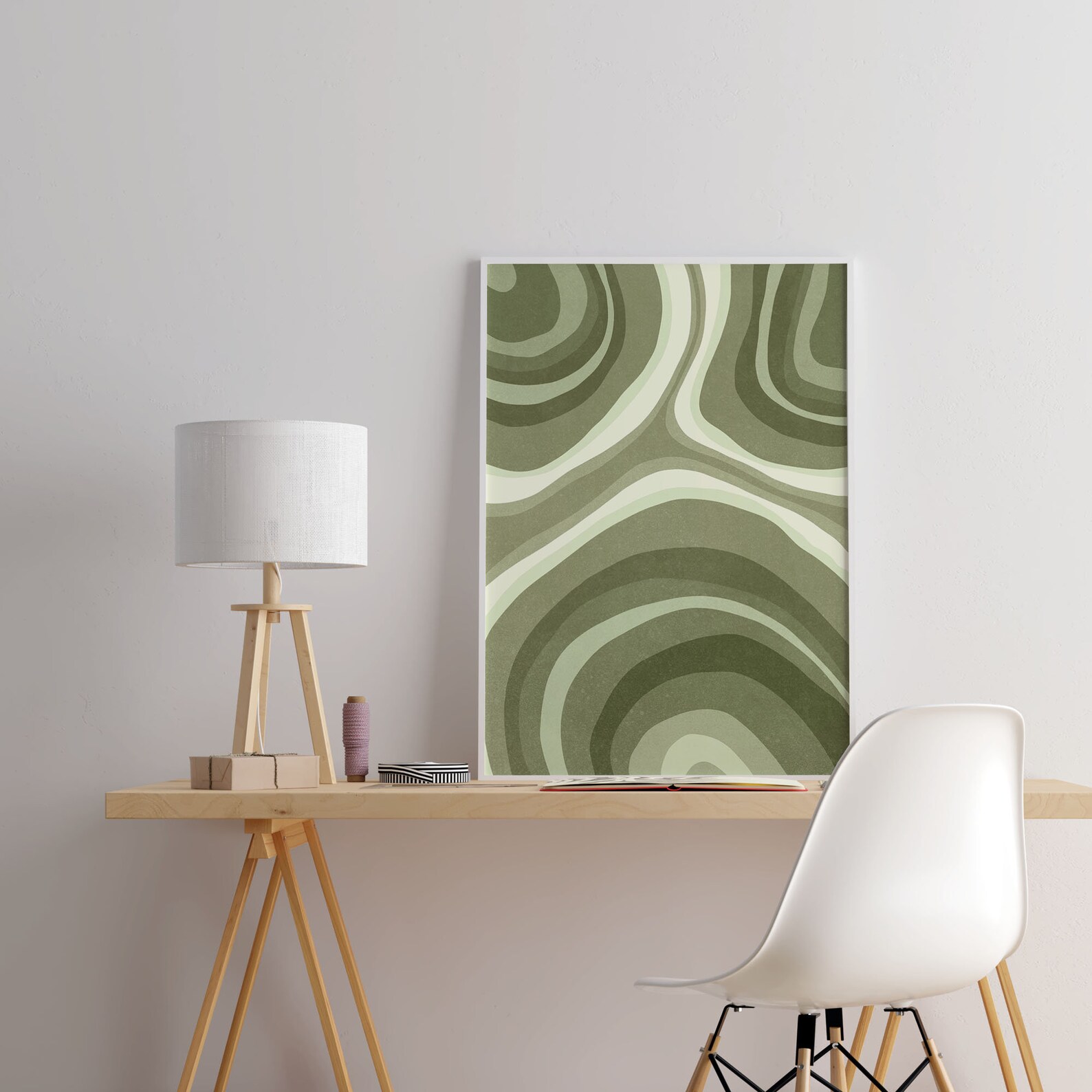 Abstract Green Pattern Wall Art Olive Green Printable Wall Etsy