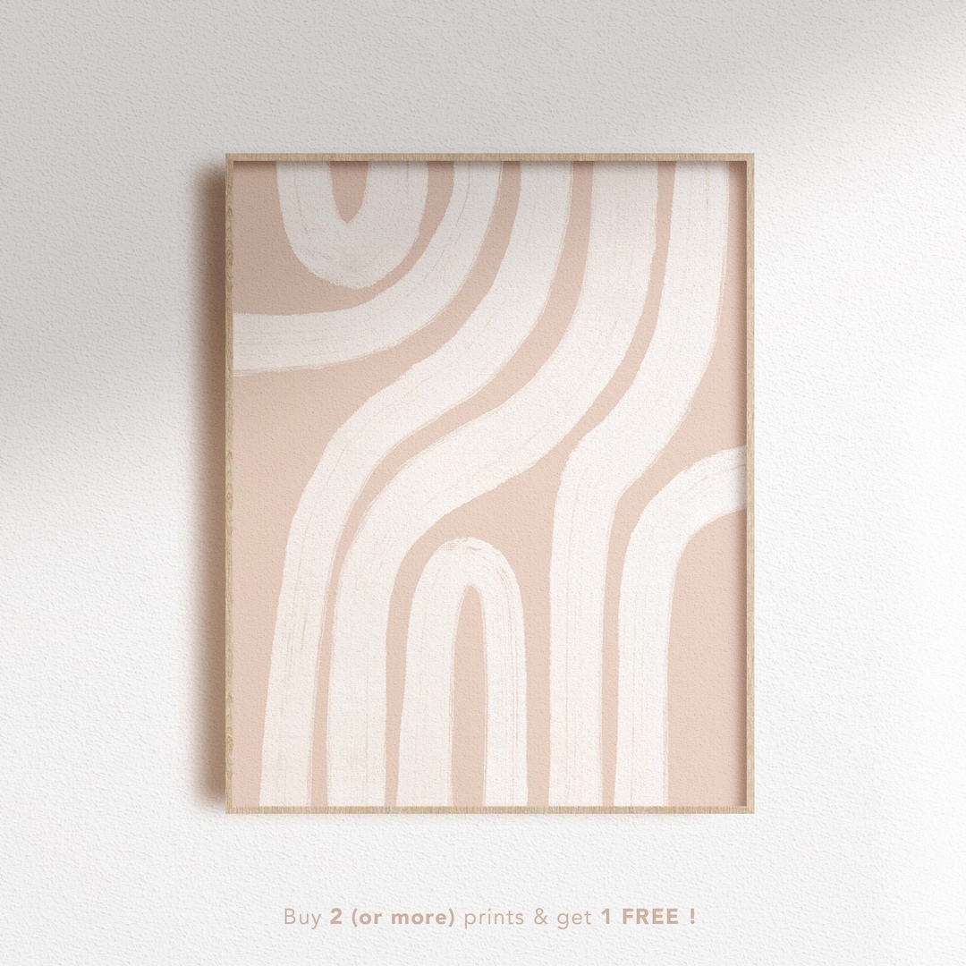 Abstract Pink Line Art Digital Print, Contemporary Geometric Poster ...