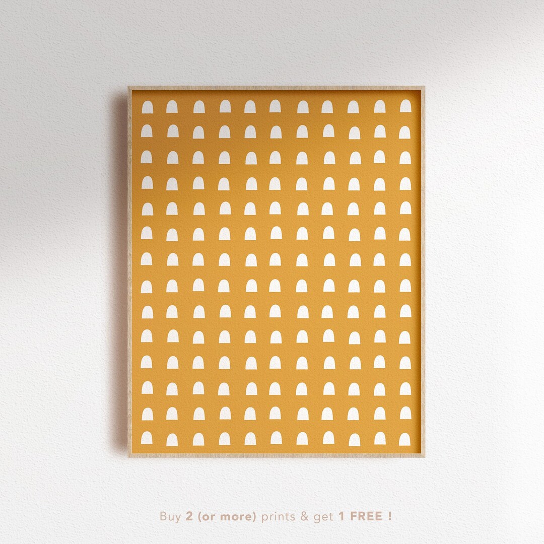 Yellow Pattern Digital Print, Minimalist Wall Art, Ochre & White ...