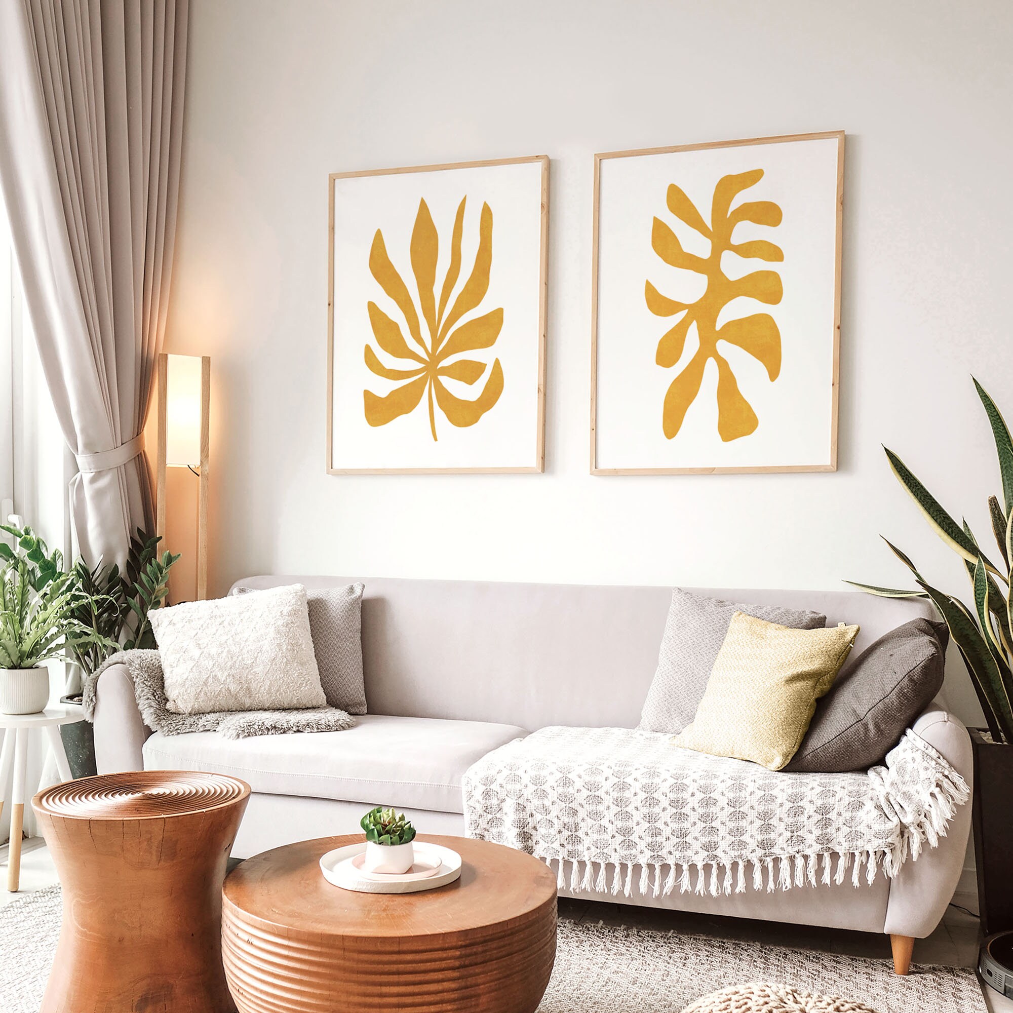 Mustard Yellow Abstract Floral Digital Print, Matisse Inspired Wall Art ...