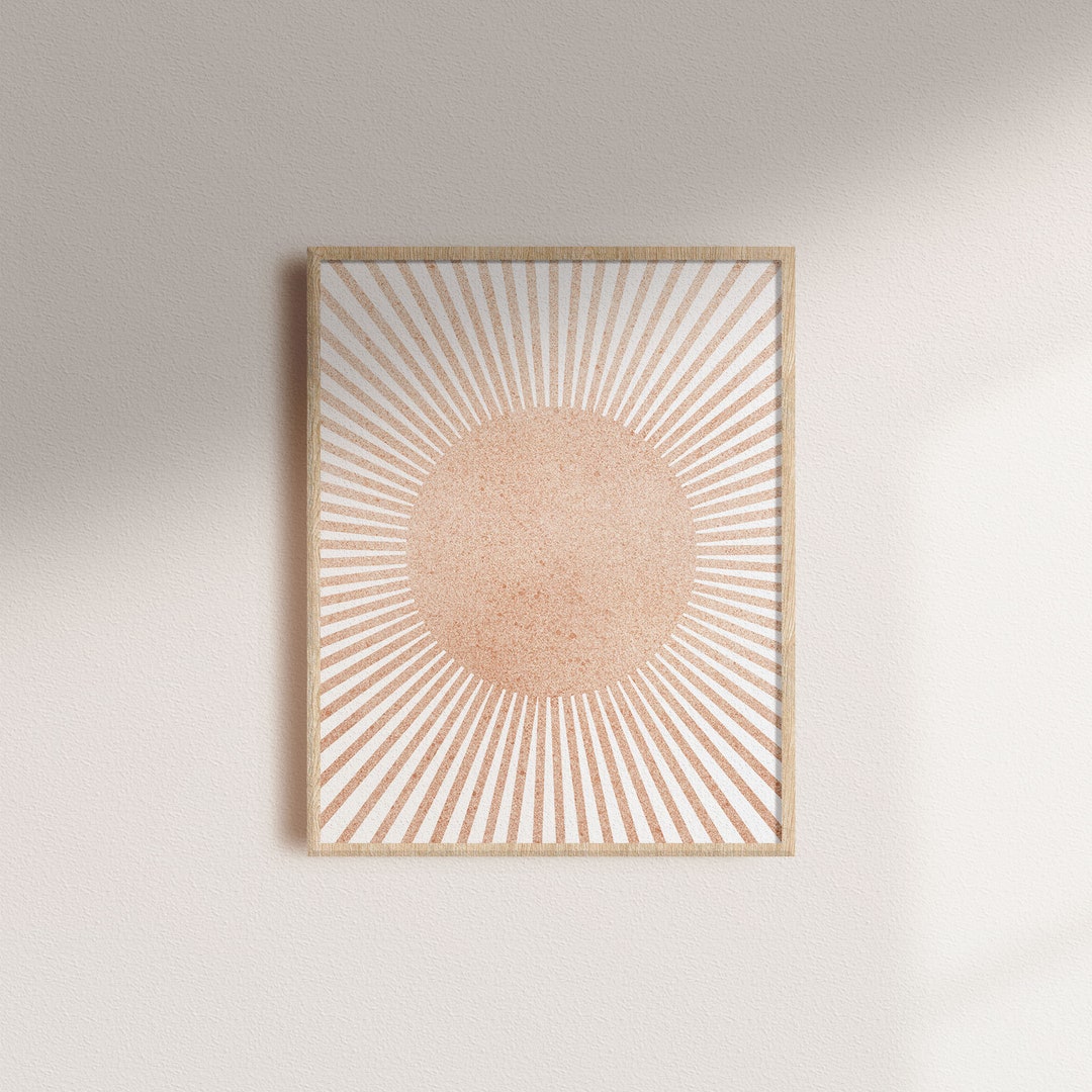 Geometric Sunshine Print, Neutral Sun Wall Art, Minimalist Poster ...