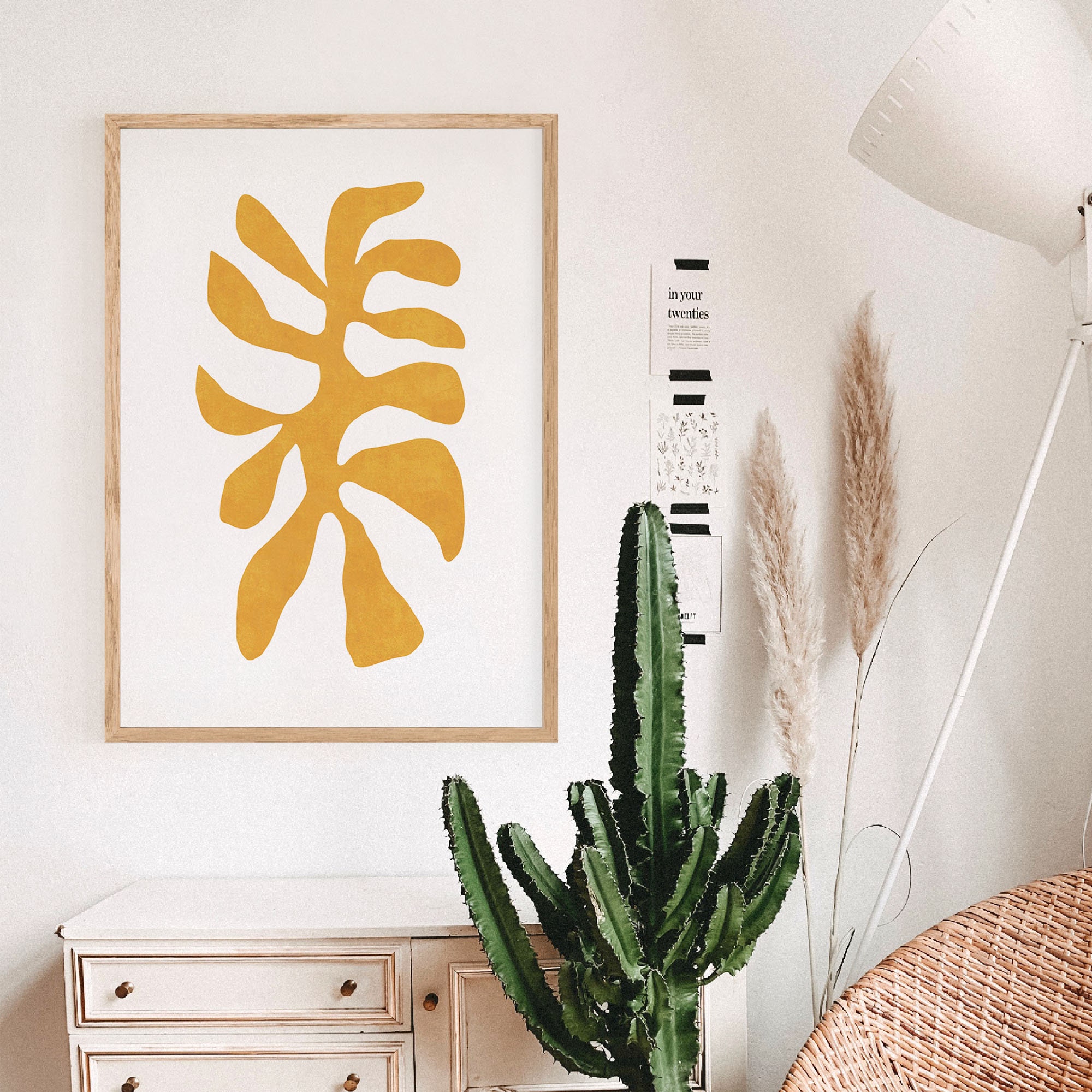 Mustard Yellow Abstract Floral Digital Print, Matisse Inspired Wall Art ...