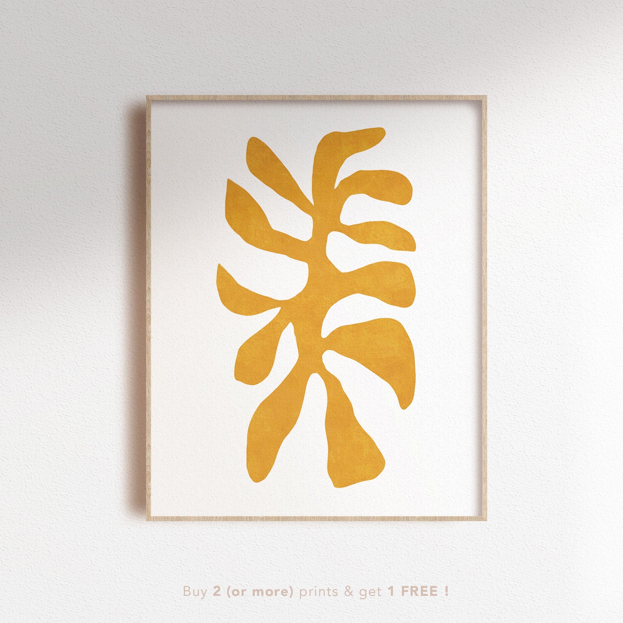 Mustard Yellow Abstract Floral Digital Print, Matisse Inspired Wall Art ...