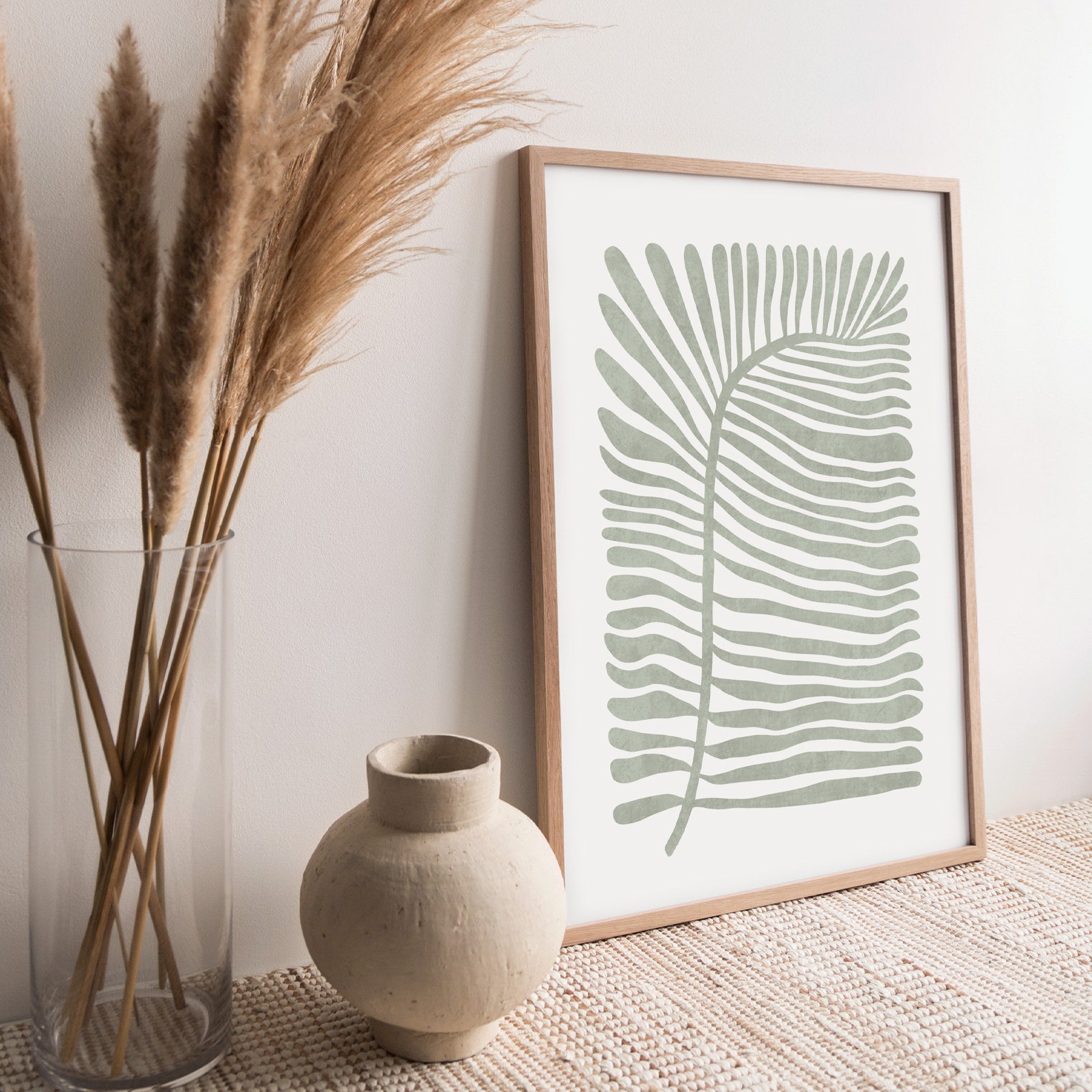 Sage Green Leaf Art Print Abstract Botanical Poster Etsy
