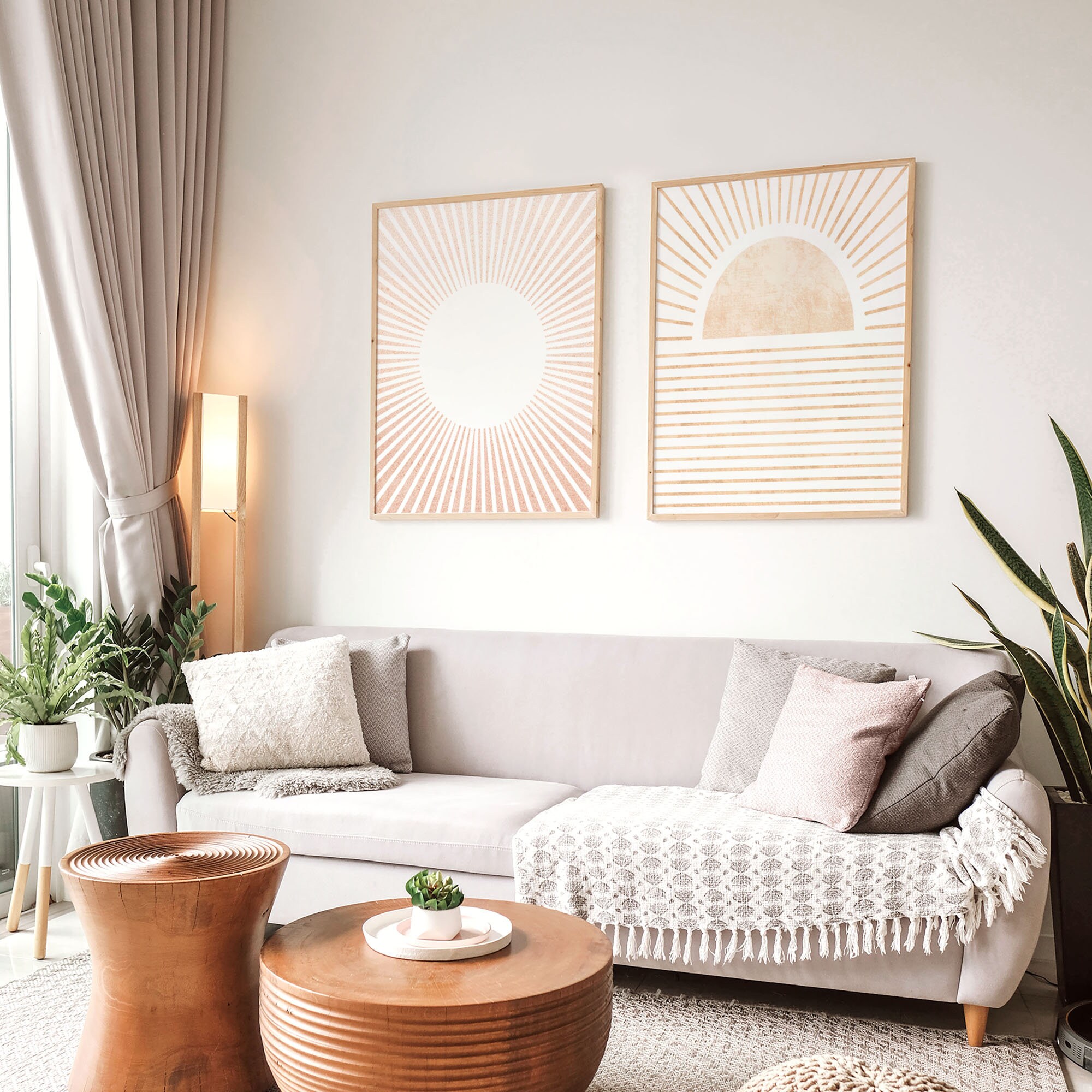Neutral Geometric Sunrise Digital Wall Art Abstract Sunshine - Etsy