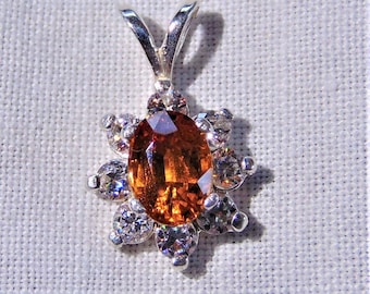 55Carat Genuine Hessonite Garnet 925 Silver Pendant for Women Charms 3 Carat January Birthstone Oval Necklace