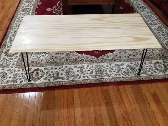 Coffee Table High Quality Finished Pine With Metal Legs Only Etsy