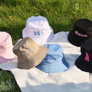 Personalized Bucket Hats, Adults/Kids Bucket Hat, Hats with Name/Logo, Custom Embroidered Hat, Boys Beach Hat, Girls Sun Hat, Summer Gift