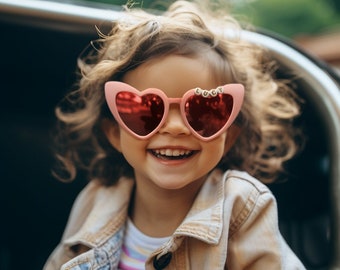 Heart Shaped Sunglasses, Custom Kids Sunglasses, Y2k Sunglasses, Baby Girl Sunglasses, Kids Sunglasses, Personalized Toddler Sunglasses