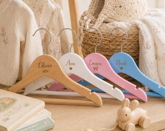 Custom Engraved Wooden Hangers for Kids, Natural Finish, Perfect Baby Shower Gift, Nursery Closet Decor, Newborn Keepsake Hanger