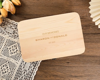 Personalized Wooden Keepsake Box, Custom Engraved Memory & Vow Box, Wedding Anniversary Gift for Couples, Engagement Gift, Photo Storage Box