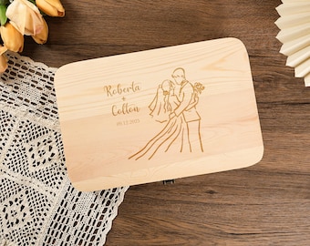 Personalized Wooden Keepsake Box, Custom Engraved Memory Box for Wedding, Anniversary Engagement, Vows & Photos, Gift for Couples