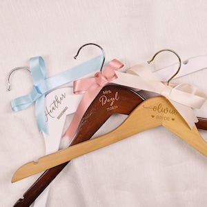 Custom Name Engraved Wooden Hanger, Personalized Bridesmaid Hangers, Bride Hangers, Wedding Dress Hangers, Bridesmaid Proposal