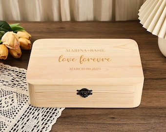 Custom Wooden Gift Box, Personalized Keepsake Storage Box, Engraved Wooden Memory Box, Wedding & Anniversary Gift, Collector Box