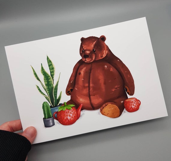 Djungelskog Bear Plush Art Print House Plants Artwork, Bear Lover