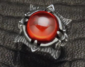 Ramia red gem ring, Marilyn Manson wears / SFD-R-098 - Etsy 日本