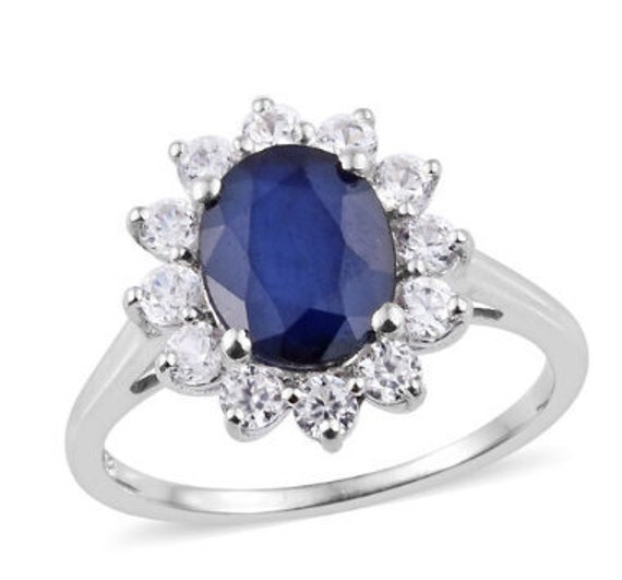 Princess Diana – 4ct Blue Sapphire & Natural Cambo
