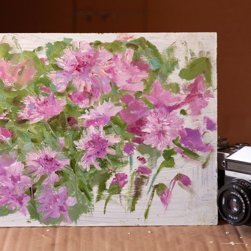 Spring Flowers - Original Painting by sold Margaret Sacke | Oil on board Impressionist Still Life Painting | Flowers in nature Painting