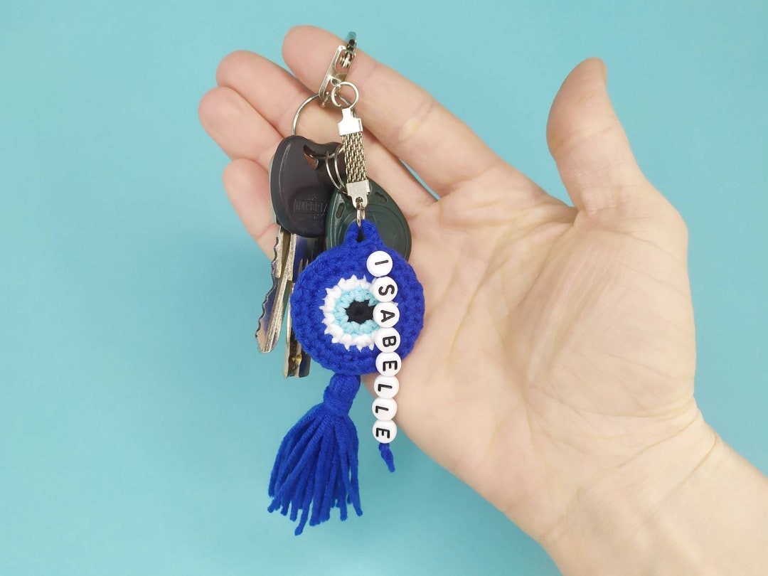 Evil Eye Keychain Protection Keychain Evil Eye With Tassel Etsy
