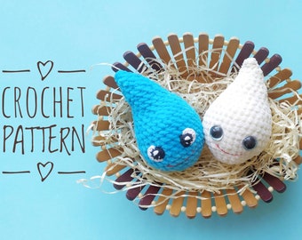 Water drop crochet pattern, raindrop plush crochet pattern, amigurumi droplet easy quick crochet pattern