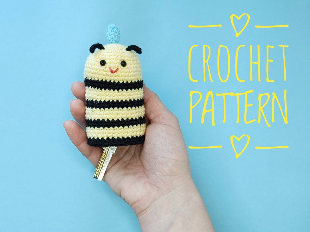 Bee Key Cover Crochet Pattern Cozy Key Holder Crochet Plush Etsy