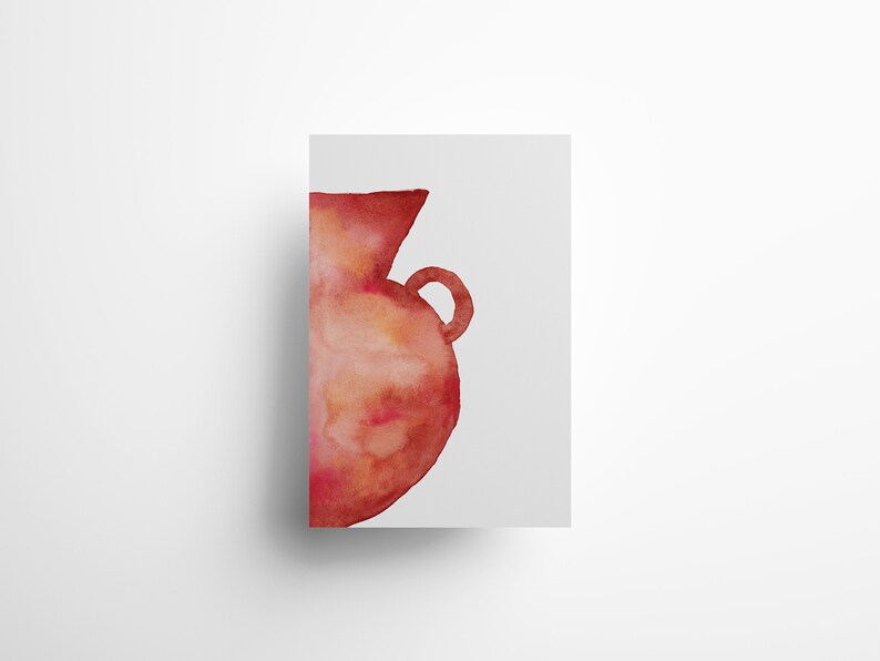 Mediterranean Wall Decor Abstract Modern Minimalist Wall Art Gicl\u00e9e Fine Art Australian Boho Terracotta Pot Print