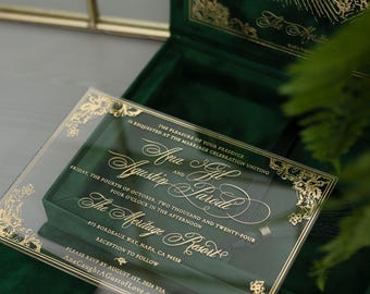 Vineyard Velvet Invitation Box, Luxury Winery Destination Wedding Invitations