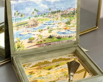 Tropical Velvet Invitation Box, Luxury Island Destination Wedding Invitations