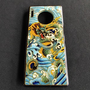 Traditional enamel cloisonne enamel blue dragon mobile phone case handmade cloisonne enamel custom