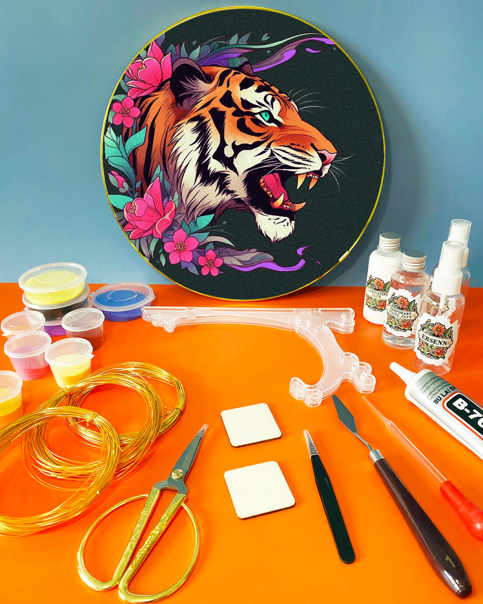 Cloisonne Enamel DIY Material Kit Craft Painting Color Sand Set for  Beginners Indoor Ornaments : : Home