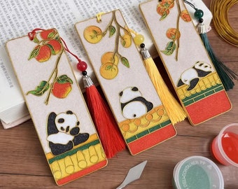 Cloisonne Bookmarks DIY Kit, Panda Gogh Bookmark,DIY Gift,Includes All Tools