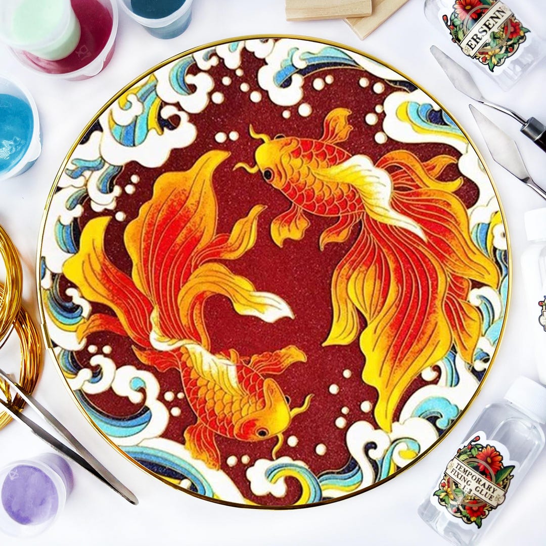 Tai Chi Fish Cloisonne Painting Crafts DIY Kit for Adults Perfect Gift