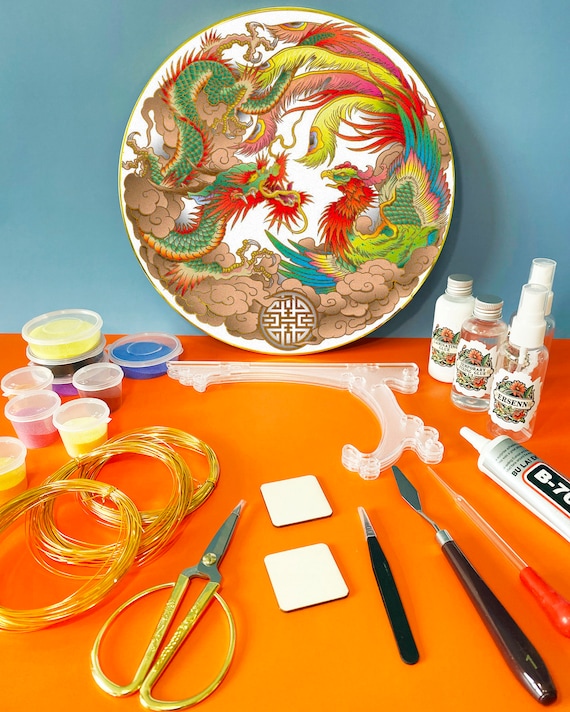 Cloisonne DIY Kit Suitable for Beginners,dragon and Phoenix Cloisonne DIY  Kit,diy Home Decoration,including All Tools 