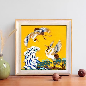 Cloisonne Malerei DIY Kit, gerahmte Wandkunst des Kranichs mit roter Krone, Handwerk Kits für Erwachsene, mit allen Werkzeugen